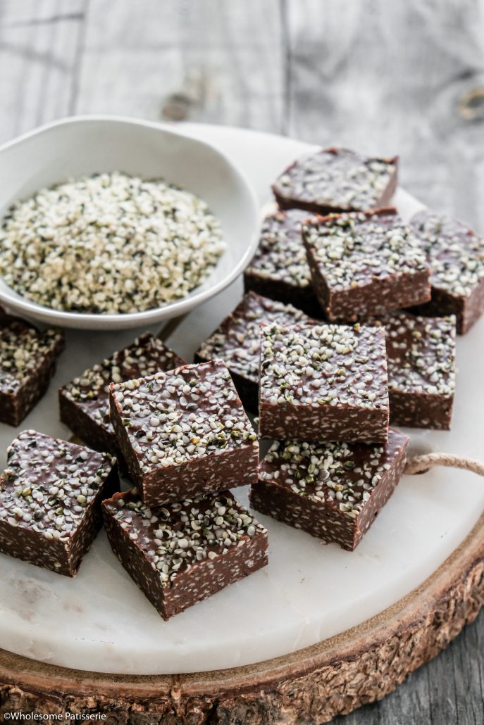 Hemp Seed Fudge! This silky smooth homemade fudge is only 3-ingredients and loaded with natural protein! 