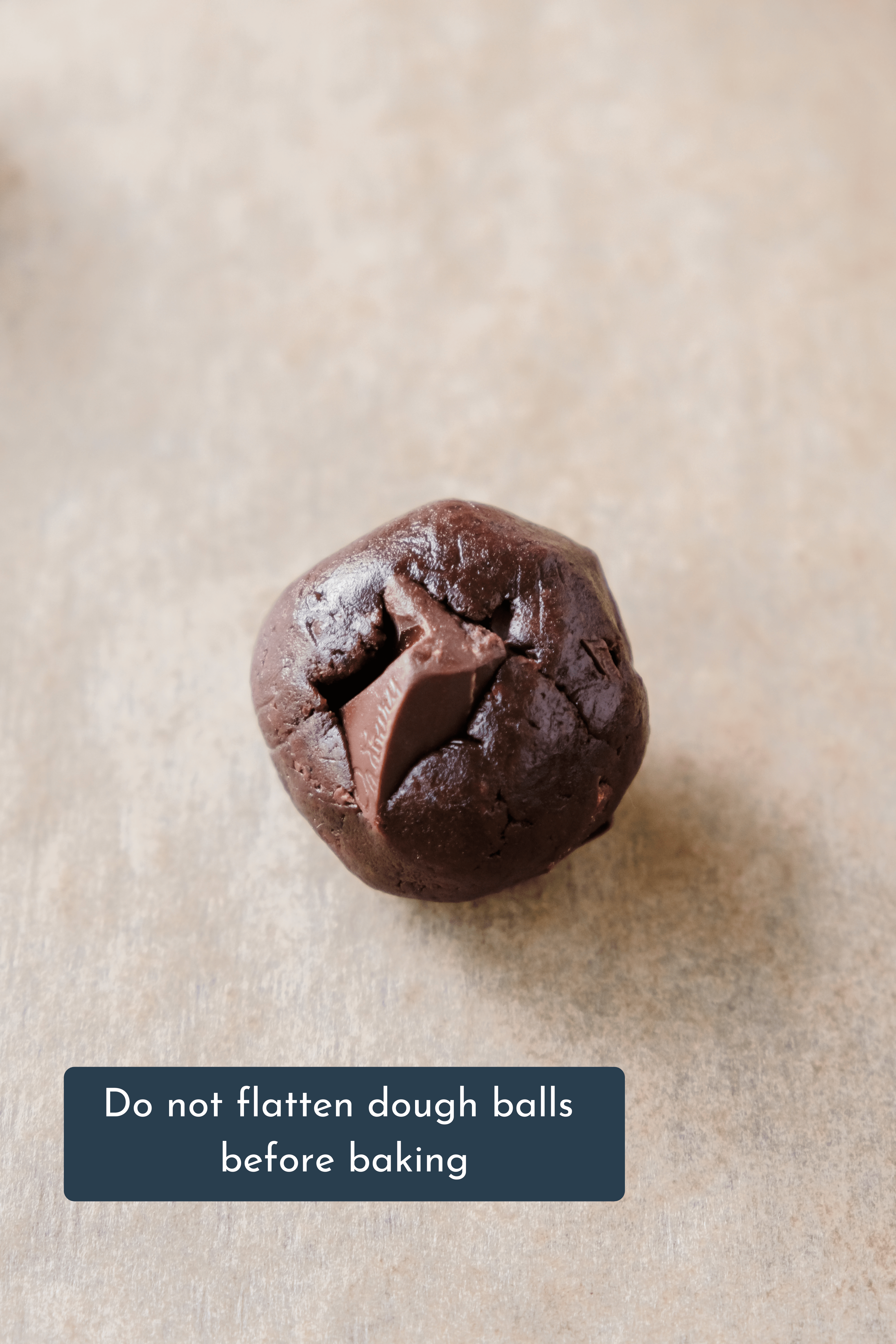 Leave each ball of cookie dough as balls, do not flatten them. 