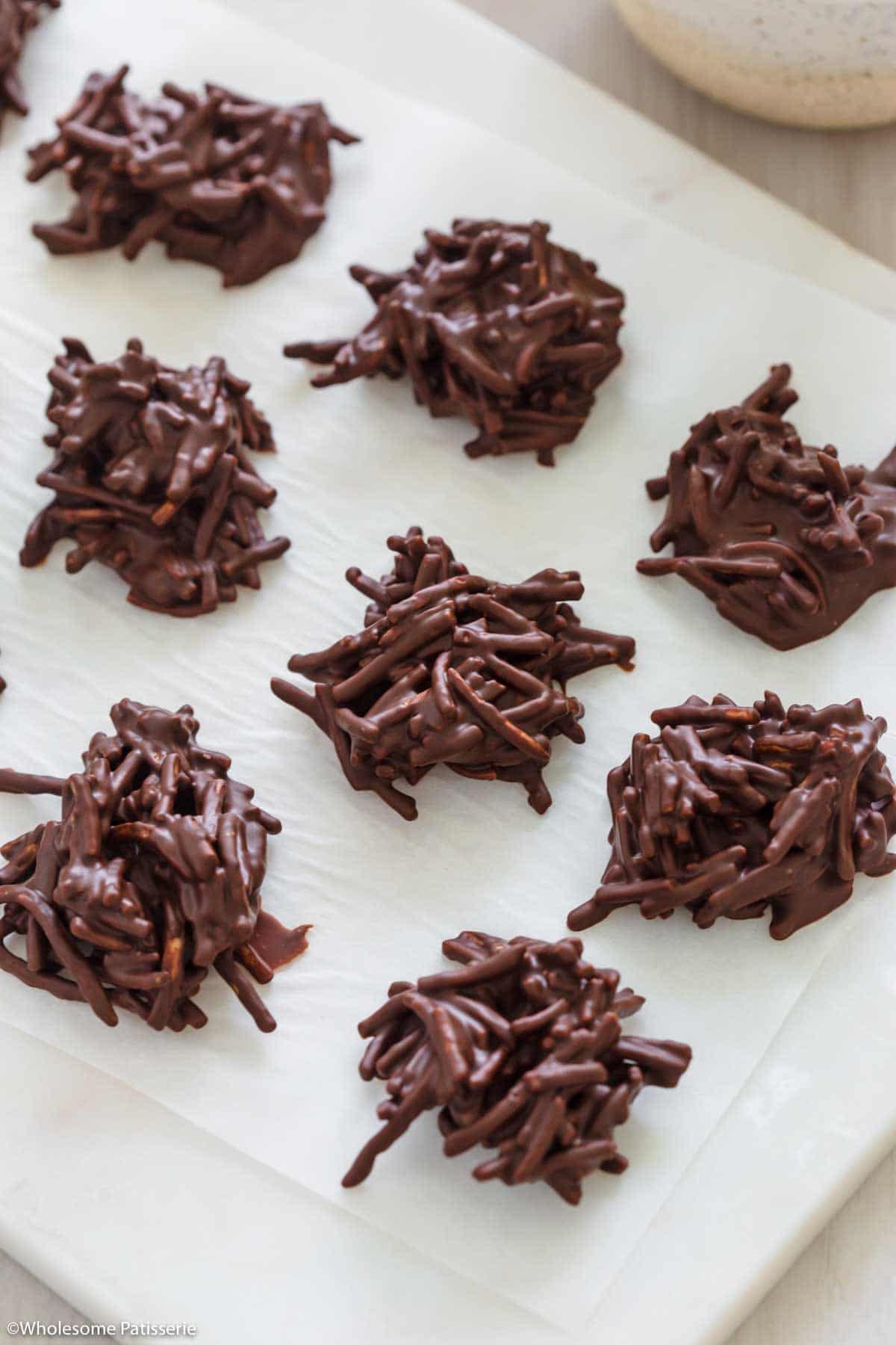 Close up shot of chocolate spiders
