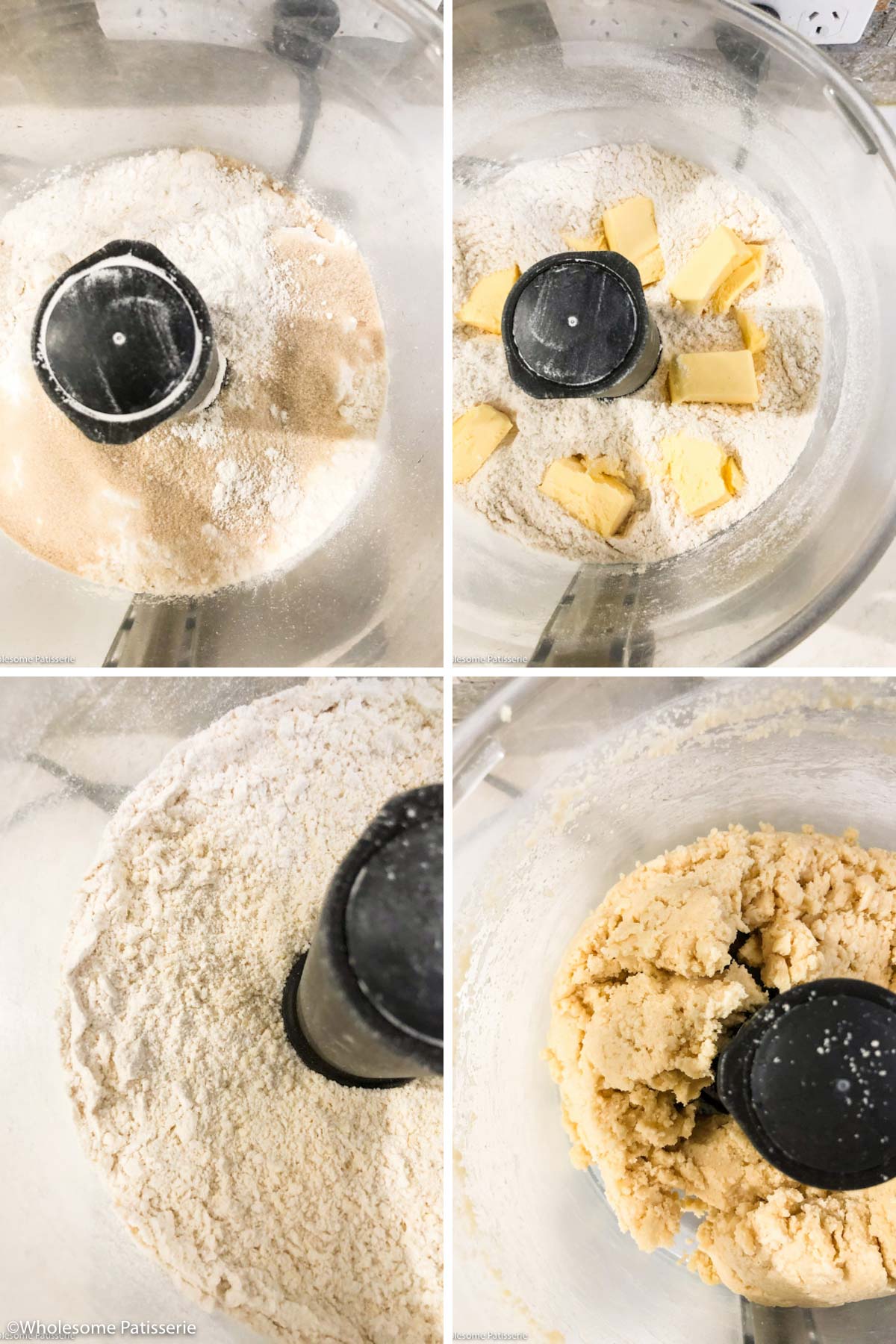 Process shot of making the biscuit dough in the food processor 