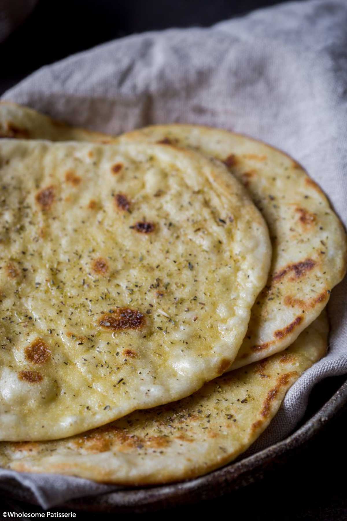 Homemade Pan Fried Flat Bread with Garlic and Dried Herbs