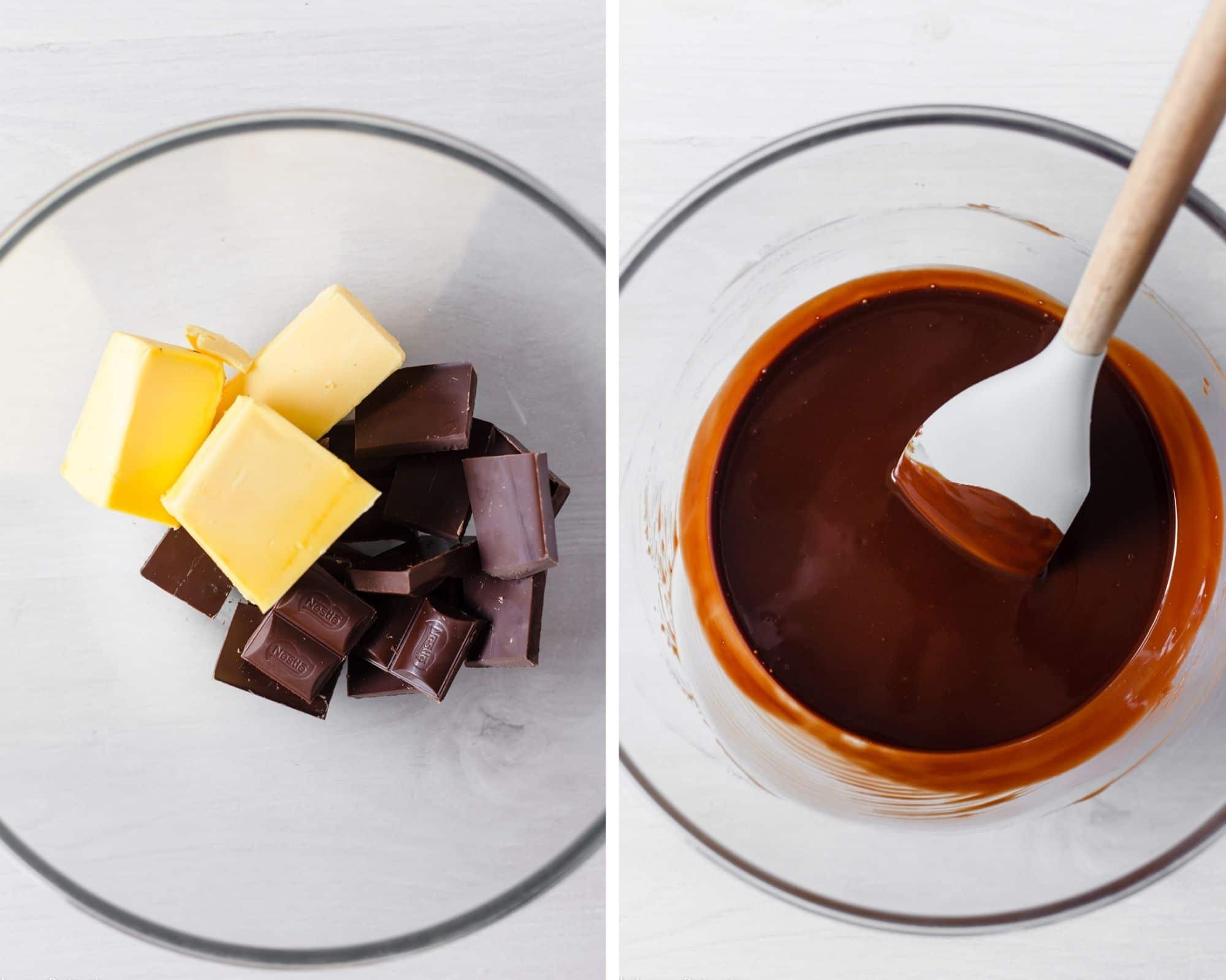 Melting the chocolate and butter together