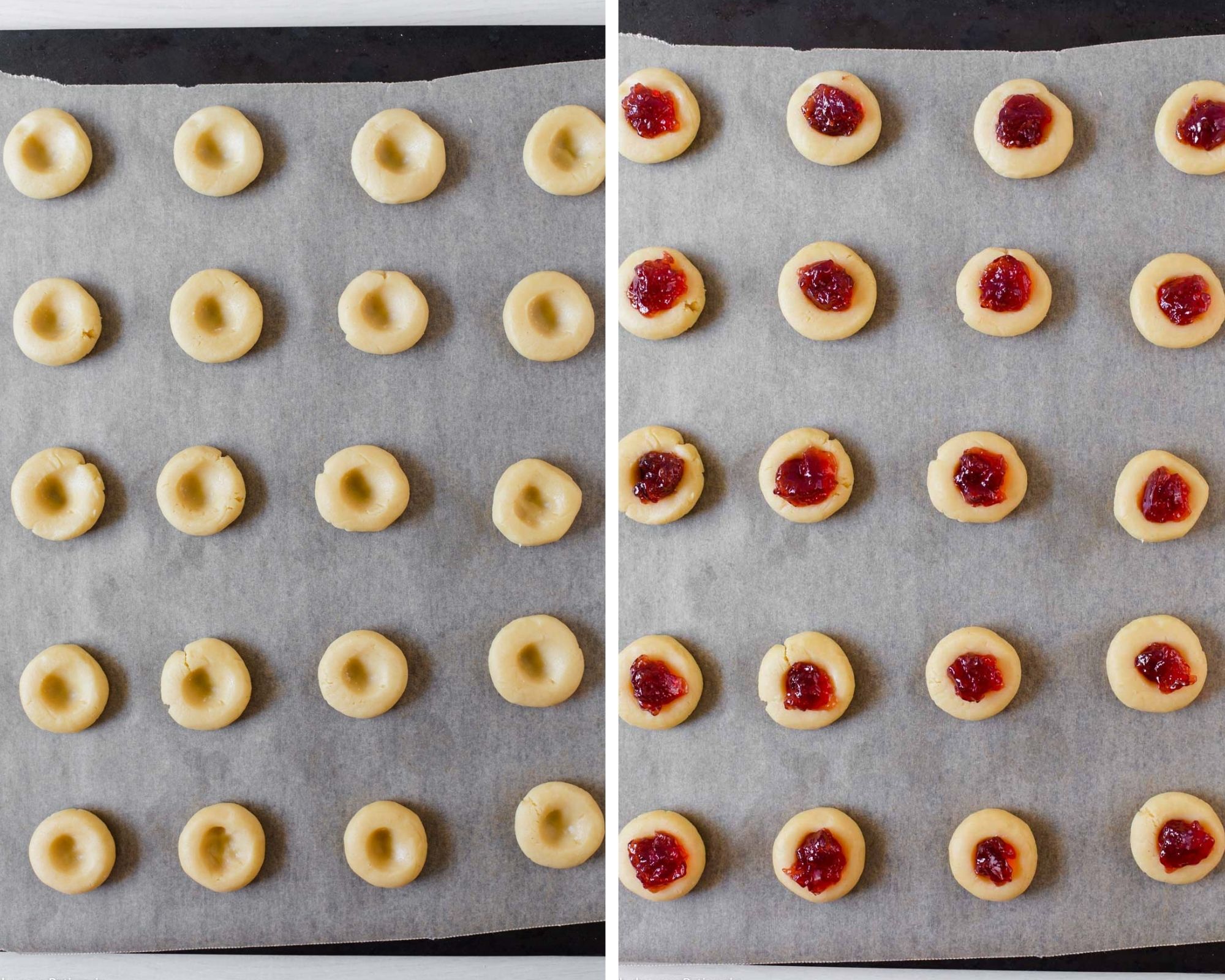 Cookies on baking sheet before baking