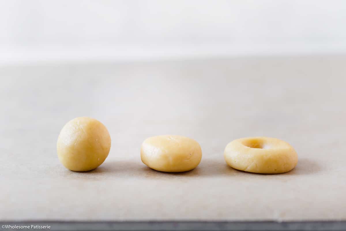 Process steps on how to form the cookie and make a thumbprint