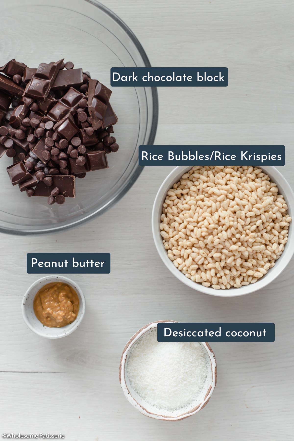 Ingredients needed to make these chocolate crackles