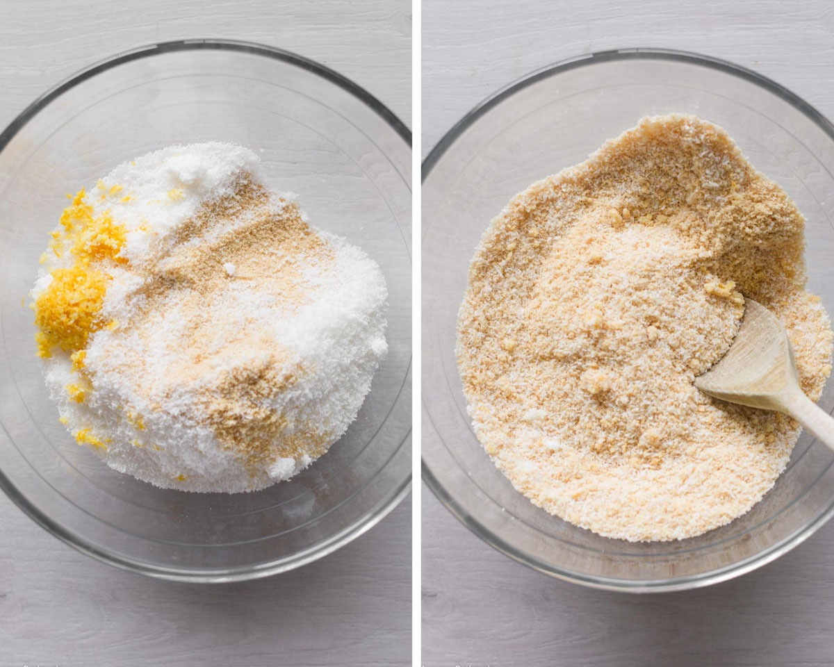 Combining the dry ingredients together in a mixing bowl