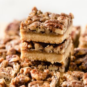 A stack of pecan bars.
