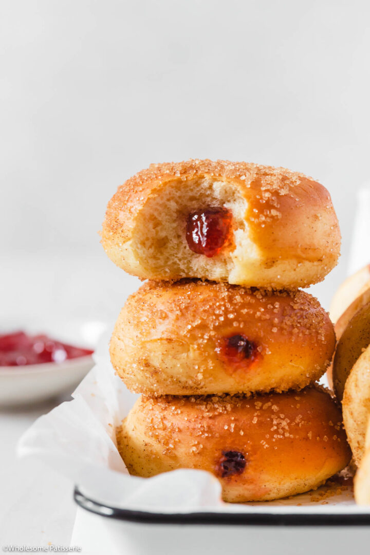 Baked Hot Jam Doughnuts (with cinnamon sugar) Wholesome Patisserie