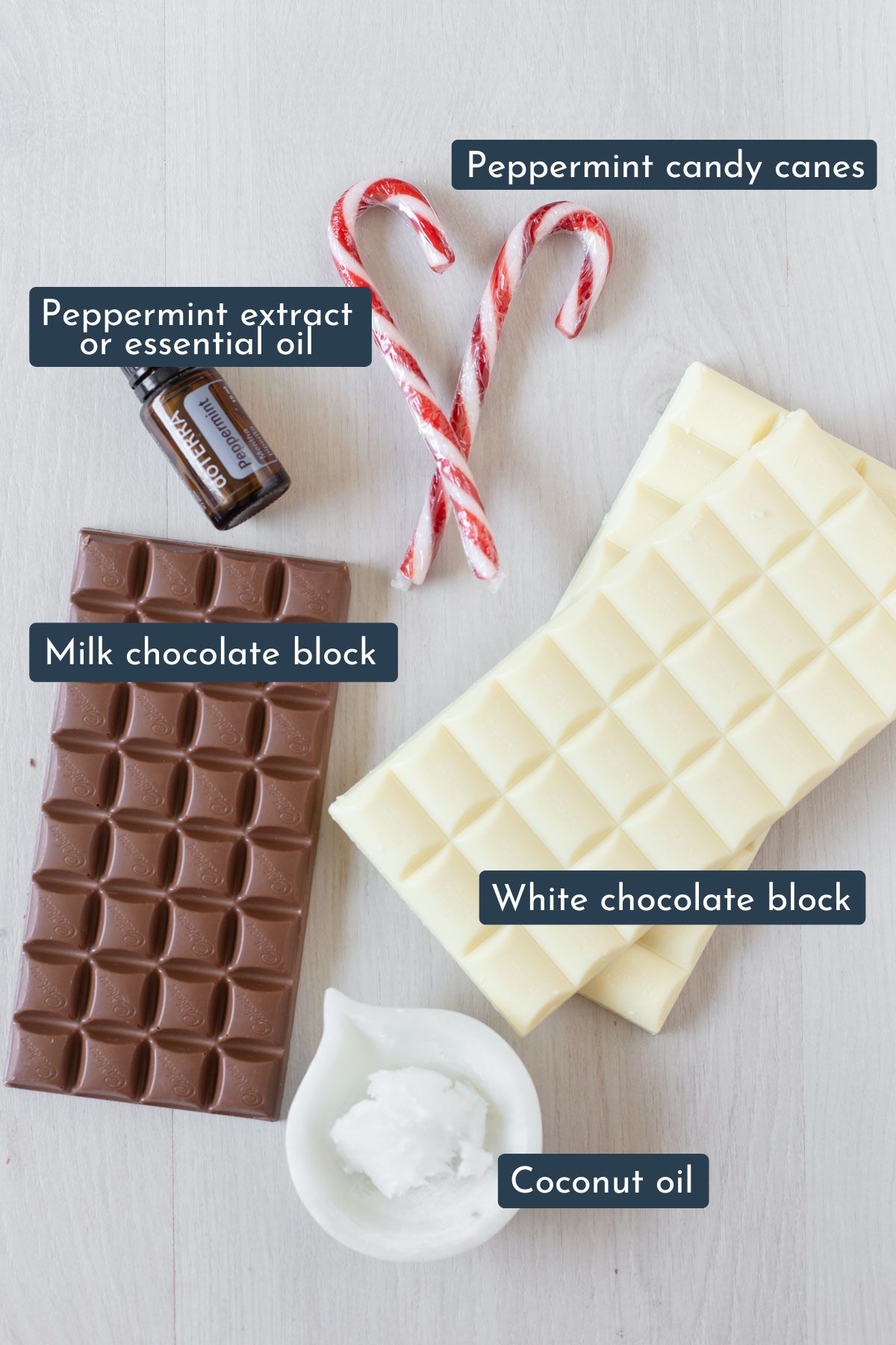 Ingredients to make this chocolate peppermint bark.