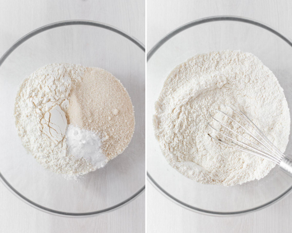 Whisking together the flour, baking soda and sugar