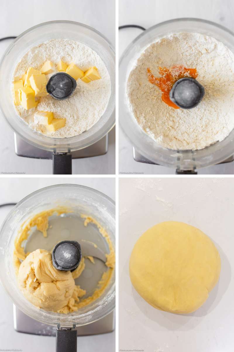 Making shortcrust pastry in food processor.
