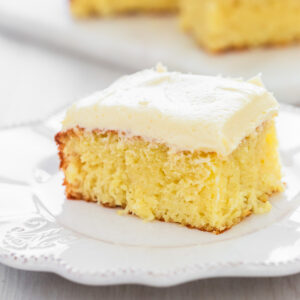 Easy Pineapple Cake With Cake Mix on plate.