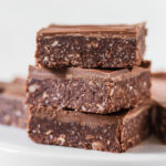 no bake chocolate slice without condensed milk cut into squares.