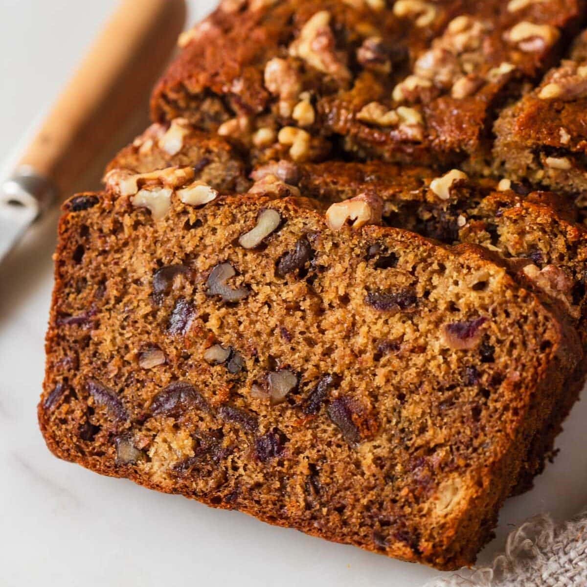 Loaf with dates and walnuts.